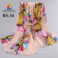 Lingshang new women's fashion long soft wrap lady shawl silk feel mulit-style chiffon scarf